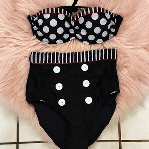 Brand New BOOLAVARD WOMEN'S RETRO 50s 2-PIECE BIKINI SET-S